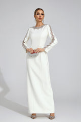tiffany rhinestone embellished cutout maxi dress - white