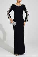 tiffany rhinestone embellished cutout maxi dress - black