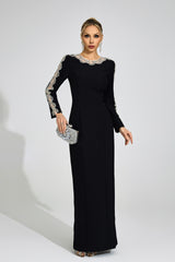 tiffany rhinestone embellished cutout maxi dress - black
