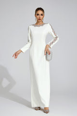 tiffany rhinestone embellished cutout maxi dress - white