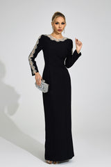 tiffany rhinestone embellished cutout maxi dress - black