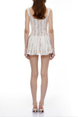Yaghma White Lace Embroidered Mini Dress