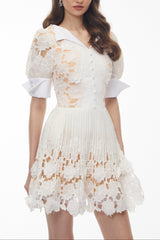 selena White Floral Appliqué Mini Dress with Cut-Outs