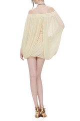 Zhuria Off Shoulder Draped Mini Dress - Yellow