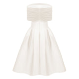 AinaraOff-the-Shoulder Satin White Midi Dress
