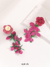 Cybele Rose Red Flower Earrings