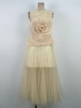 Karima Neutral 3D Petal Top & Skirt Set