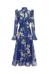 floral print Butterfly Sleeve maxi Dress - Midnight blue