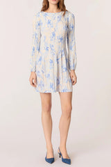 josephine Patterned pleated mini dress in blue