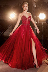 Ladivine Beaded Appliqued A-Line Prom Gown