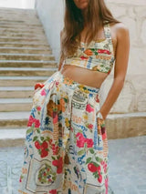 molly Linen pattern tank top midi sundress
