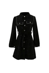venus black Contrasting Stitching Detail Ribbed Dress