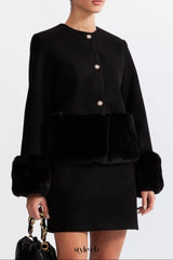 maureen Faux fur Co-Ord with jacket and skirt - Black