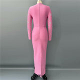 katherine pink Straight Cut diamond maxi Dress