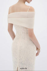 tiffany apricot Sheath off Shoulder Sleeve Lace Maxi Dress