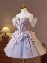 kelly floral print embroidery tulle puffy mini dress
