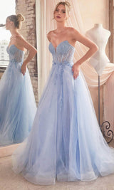 Ladivine Beaded Appliqued A-Line Prom Gown