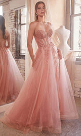 Ladivine Beaded Appliqued A-Line Prom Gown
