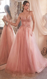 Ladivine Beaded Appliqued A-Line Prom Gown