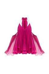 erica Halter Neck Lace-Up Backless Mini Dress - fuchsia