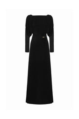 beryl pleated Knitted Fabric Maxi Dress in black