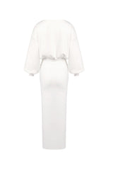 edith High elastic long hip maxi dress in white