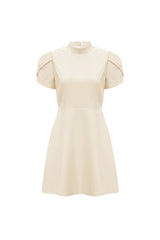 basia Petal Sleeve Cut Out Bow Mini Dress in white