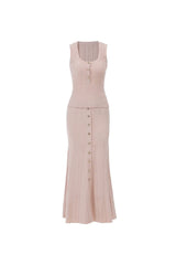 eartha sleeveless knitted dress top skirt set in apricot