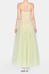 carol Draped Lace Maxi Dress in Mint