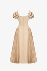 mandy Khaki Sapphi Off-shoulder Midi Dress
