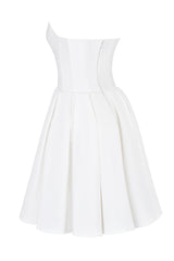 alyssa white strapless pleated mini dress
