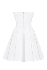 alyssa white strapless pleated mini dress