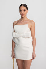 vicky white Strapless Mini Dress With Oversized Bow Waist