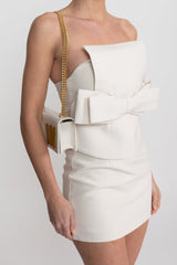 vicky white Strapless Mini Dress With Oversized Bow Waist