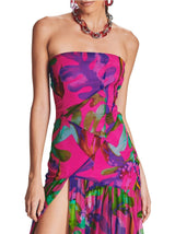 FLORAL-PRINT SILK CHIFFON MAXI DRESS IN RED DRESS STYLE OF CB