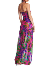 FLORAL-PRINT SILK CHIFFON MAXI DRESS IN RED DRESS STYLE OF CB