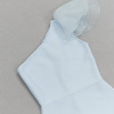 BANDAGE ONE-SHOULDER MIDI DRESS IN LIGHT BLUE styleofcb