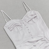 SATIN RUCHED DRESS IN GREY styleofcb