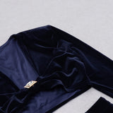 VELVET METAL BUCKLE SEXY TWO PIECES SUIT IN NAVY styleofcb
