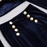 VELVET METAL BUCKLE SEXY TWO PIECES SUIT IN NAVY styleofcb