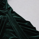 VELVET ONE-LINE SHOULDER HIGH SLIT DRESS IN DARK GREEN styleofcb