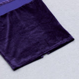 VELVET PERSPECTIVE TULLE STITCHING BAG HIP DRESS IN PURPLE styleofcb