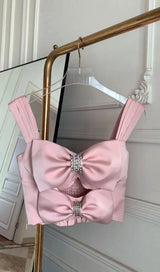 BOW-EMBELLISHED TWO-PIECE SUIT IN PINK styleofcb