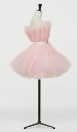 LAYERED STRAPLESS MINI DRESS IN PINK Dresses sis label