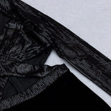 VELVET SEQUIN CUT-OUT FLOOR-LENGTH JUMPSUIT IN BLACK styleofcb