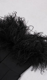 FEATHER BODYCON MAXI DRESS IN BLACK Dresses styleofcb