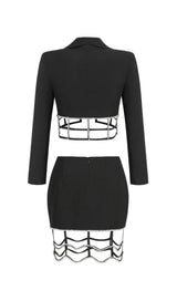 SPANDEX HEAVY RHINESTONE CUT-OUT MINI DRESS IN BLACK styleofcb