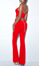 CORSET WIDE-LEGGED TWO-PIECE SUIT IN RED styleofcb