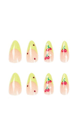 CHERRY FRENCH GREEN EDGE PRESS ON NAILS Press On Nails Oh CICI