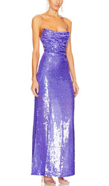 SEQUIN BACKLESS MAXI DRESS IN PURPLE styleofcb